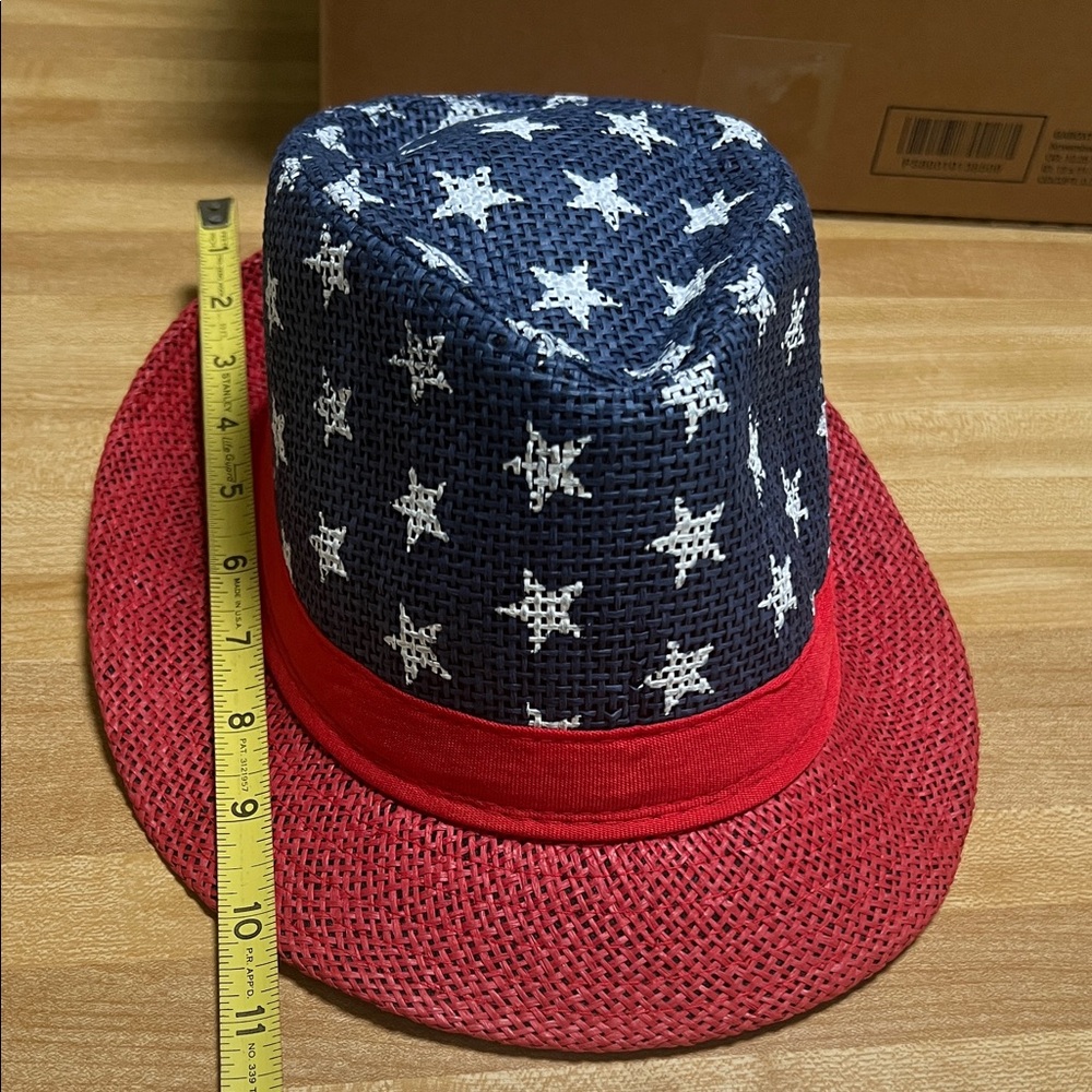 #0856+ Unisex Red and Blue Star Patterned Hat - Picture 4 of 12